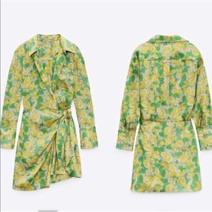 Zara Pareo Wrap Dress w/Headband XS - Green/Yellow